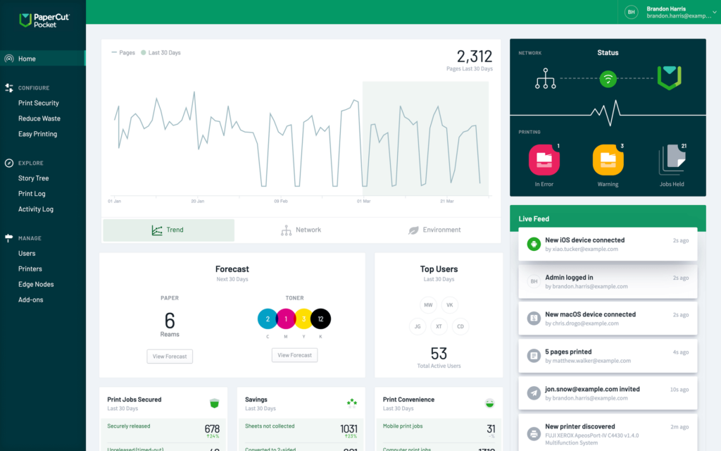 Feature dashboard